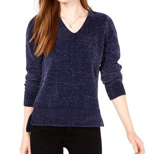 New with tag Maison Jules Blue Chenille Soft Velvet Sweater XS Macy's Nordstrom